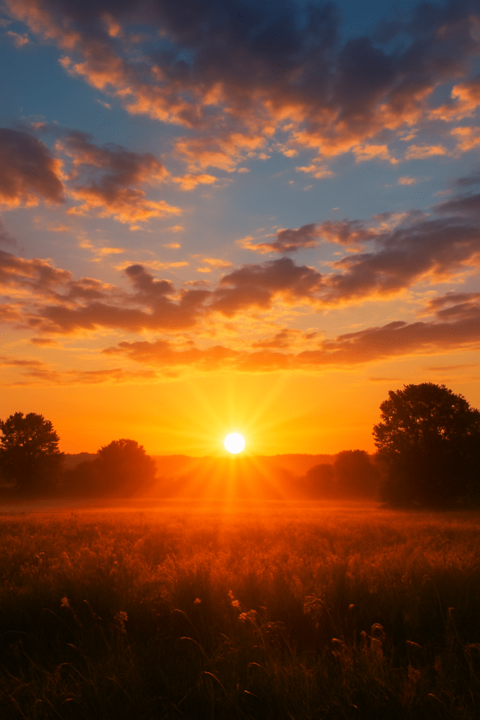 A sunrise notes the beginning of the day.